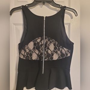 Lace back tank pleated